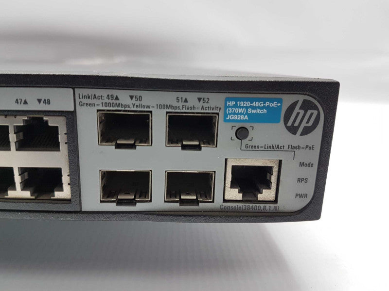 HP HPE JG928A 1920-48G-POE+ GIGABIT ETHERNET MANAGED SWITCH +4 SFP 370W #