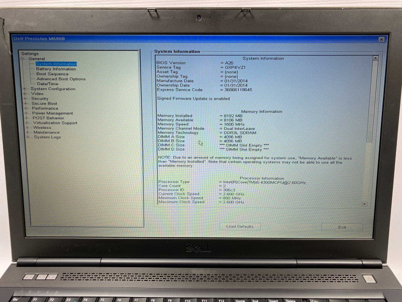 17.5\\" DELL with Precision M6800 with i5-4300M CPU 8GB RAM & 256GB SSD Storage  -