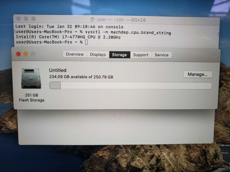 MacBook Pro 2015 15\\" Core i7-4770HQ @ 2.2GHz 16GB DDR3 250GB SSD (