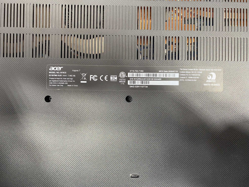 Acer Aspire 7 N19C5 with i7-10750H CPU 16GB RAM & 512GB NVME Storage  -