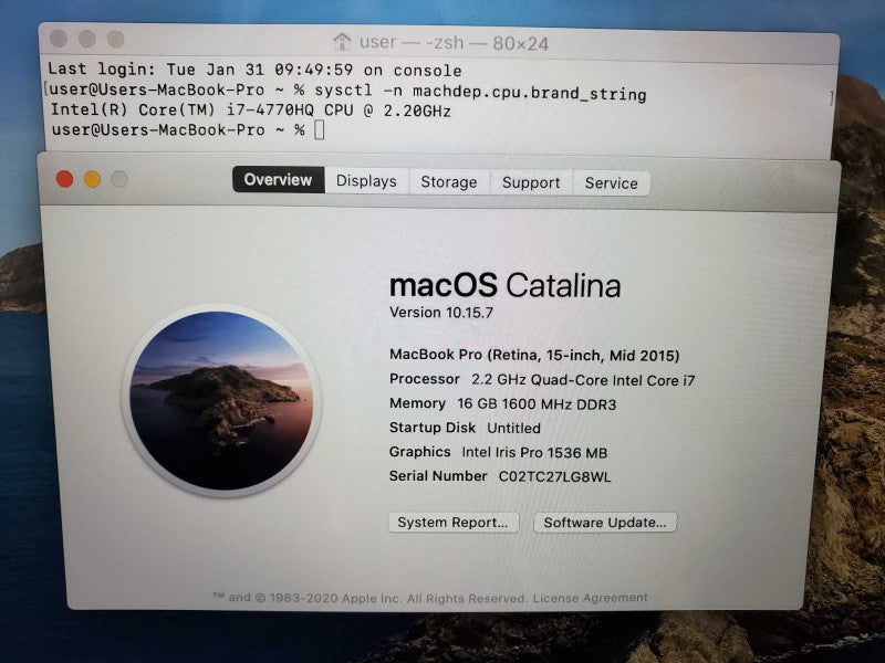 MacBook Pro 2015 15\\" Core i7-4770HQ @ 2.2GHz 16GB DDR3 500GB SSD [READ] (