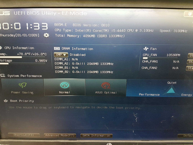CPU/Motherboard combo i5-4440 @ 3.10ghz / 4gb ram / ASUS B85M-E Motherboard #