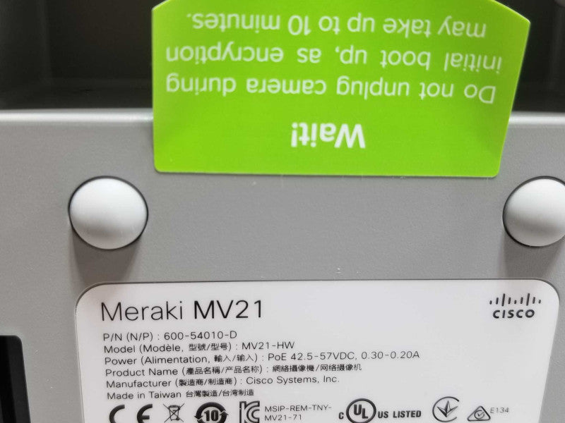 Meraki MV21 Cloud Managed Security Camera Fixed Dome MV21-HW \\"NEW OPEN BOX\\" ~