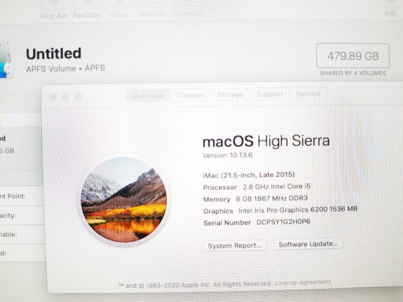 iMac 21.5\\" - L.2015 A1418, i5-5575R 2.8GHz/8GB, Intel Iris Pro 6200, 500GB HDD ~