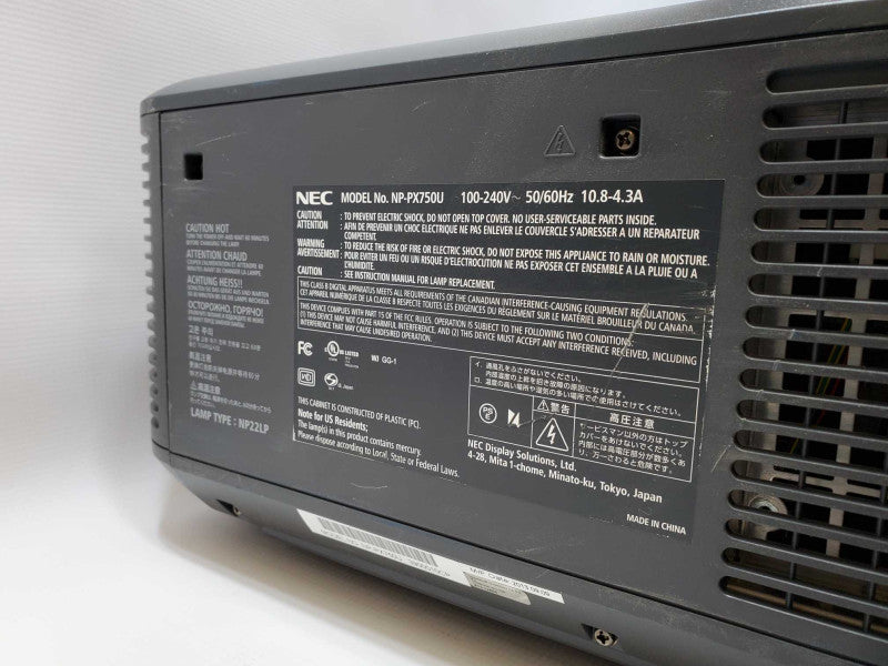 NEC PX750U NP-PX750U DLP WUXGA Projector *AS IS* (