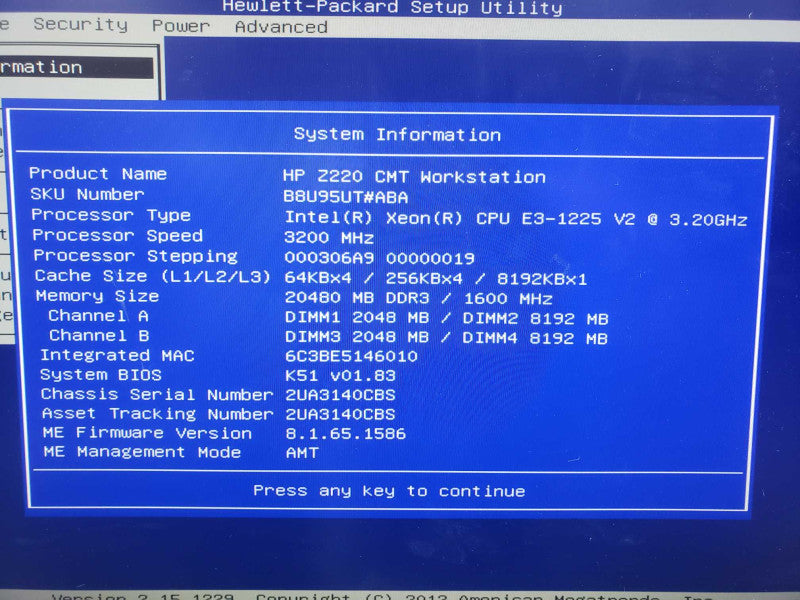 HP Z220 Workstation Xeon E3-1225 v2 @ 3.7GHz 20GB RAM 1TB HDD GT 610 GPU