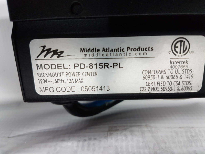 Middle Atlantic PD-815R-PL rackmount PDU 8x outlets  #