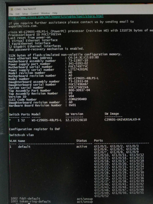 Cisco WS-C2960S-48LPS-L Catalyst 2960S 48 GigE PoE 370W, 4 x SFP LAN Base ~
