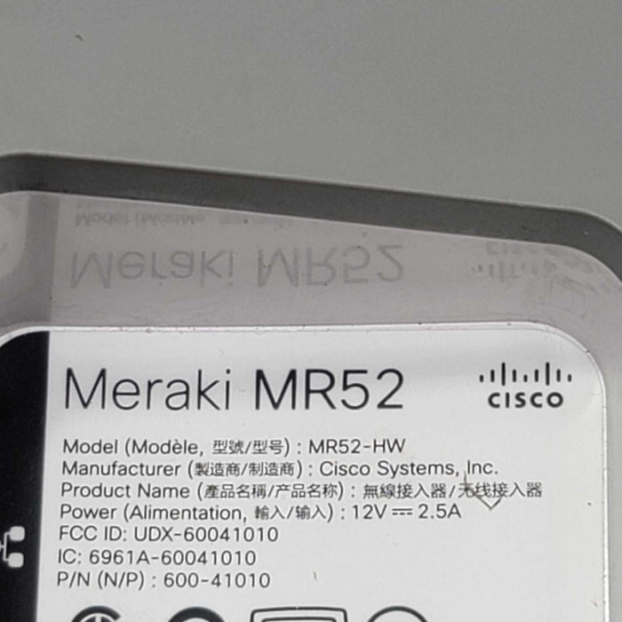 Cisco Meraki MR52-HW Cloud Managed Access Point - UNCLAIMED =
