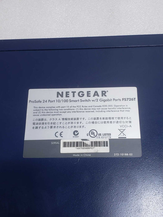 NetGear ProSafe FS726T Blue 24 Ports Gigabit Ethernet Switch FACTORY RESET