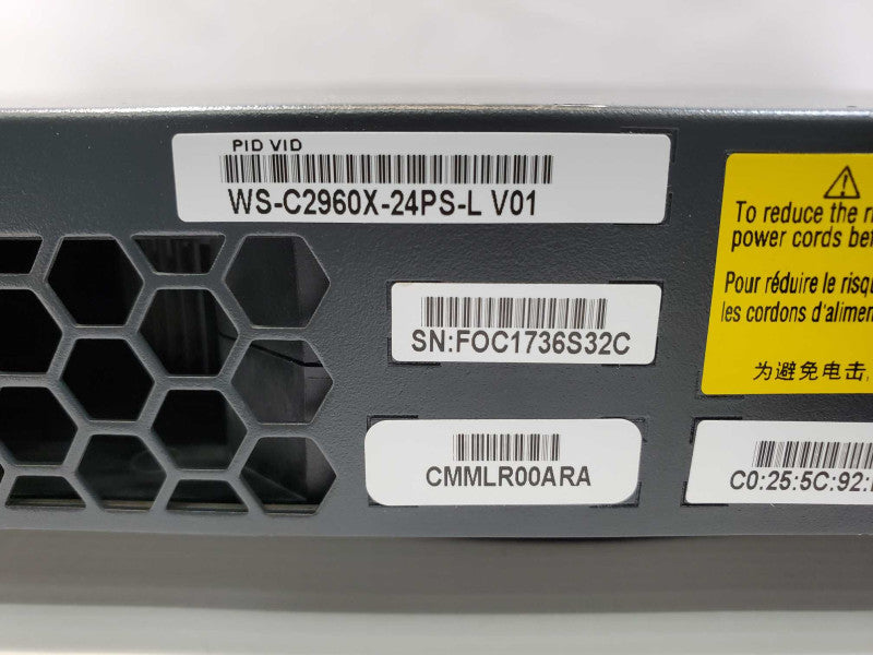 Cisco 2960-X WS-C2960X-24PS-L V05 24 Port PoE (