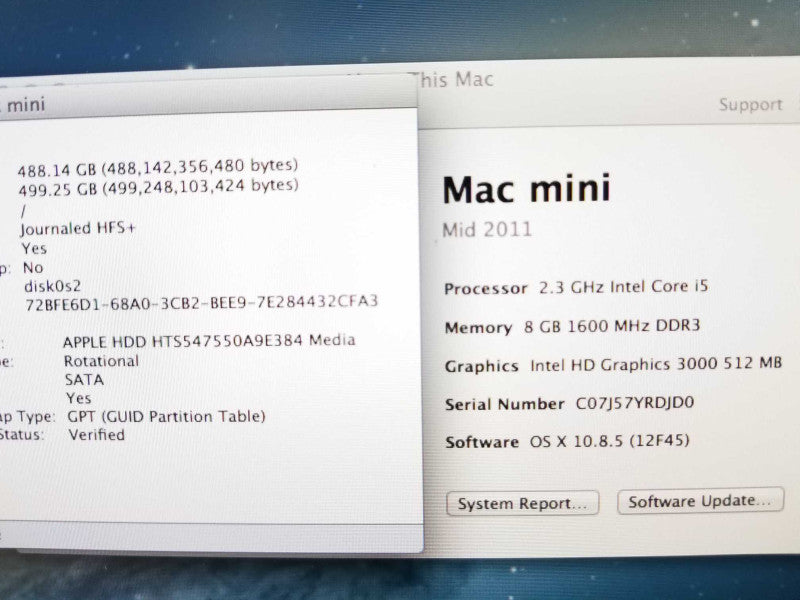 Mac mini - M.2011 A1347, i5-2415M 2.3GHz / 8GB, intel HD 3000, 500GB HDD, QTY ~