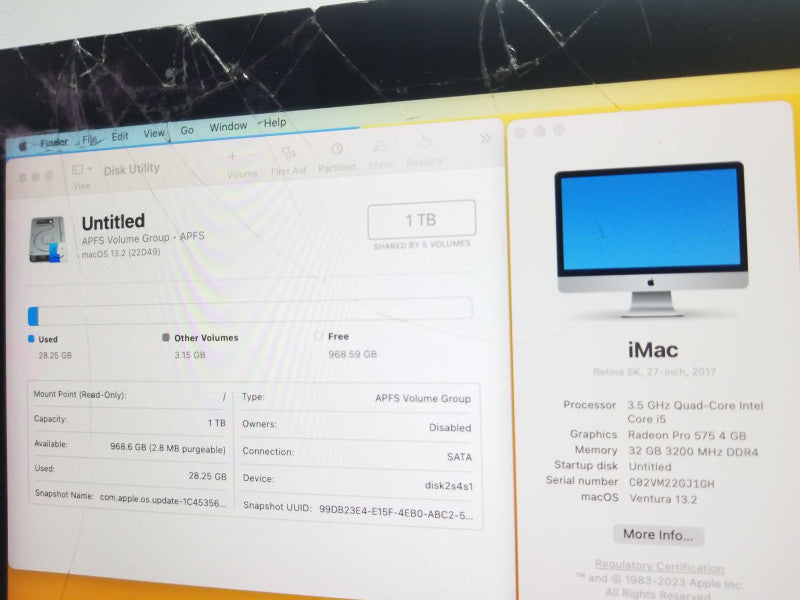 Apple iMac Retina 5K 2017 Core i5 @ 3.5GHz Quad-core 32GB DDR4 1TB HDD