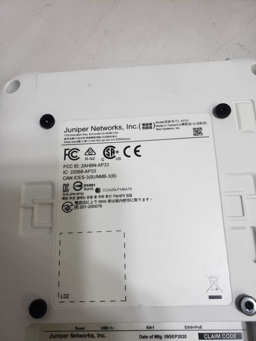 Juniper Networks AP32-WW Access Point PoE 5GHz Max Data Rate; 2400 Mbps