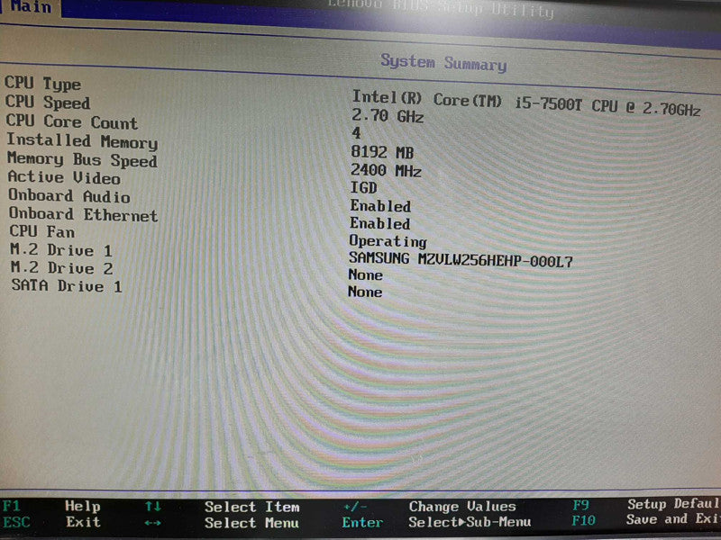 Lenovo ThinkCentre USFF Core i5-7500T @ 2.5 GHz 8GB DDR4 256GB M.2