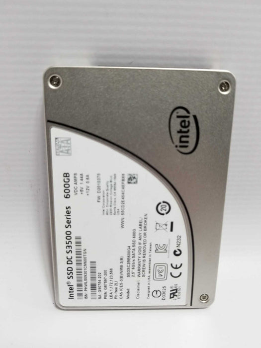 Intel DC S3500 600GB SATA III 2.5\\" SSD Solid State Drive 90%, QTY ~