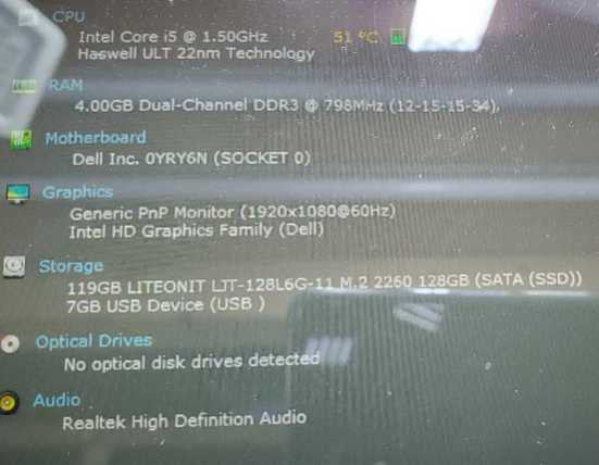 Dell Venue 11 PRO 7130 MS 10.3\\" Core i5-4210Y @ 1.5GHz 4GB DDR3 120GB SSD (