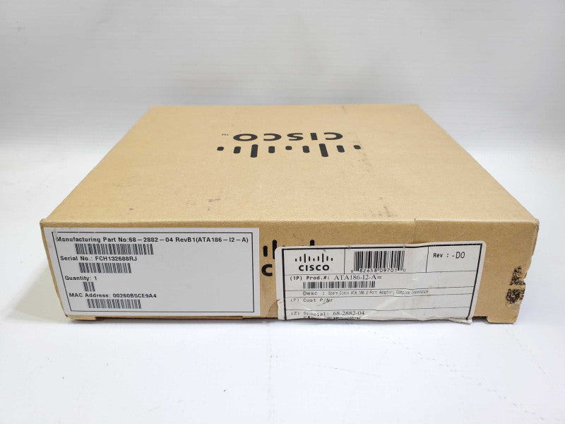 New in box - Cisco ATA-186-I1-A VOIP Analog Telephone Adapter ATA 186 +