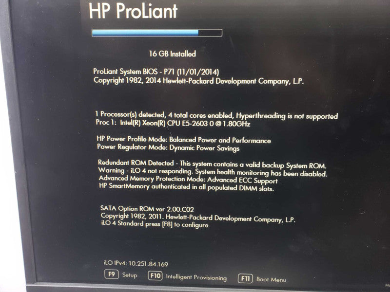 HP Proliant DL360p Gen8 1x Xeon E5-2603 @ 1.80 GHz 16GB DDR3 P420i *READ*