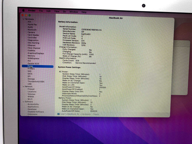 MacBook Air Early 2015 13-inch 8GB RAM & 250GB Storage  -
