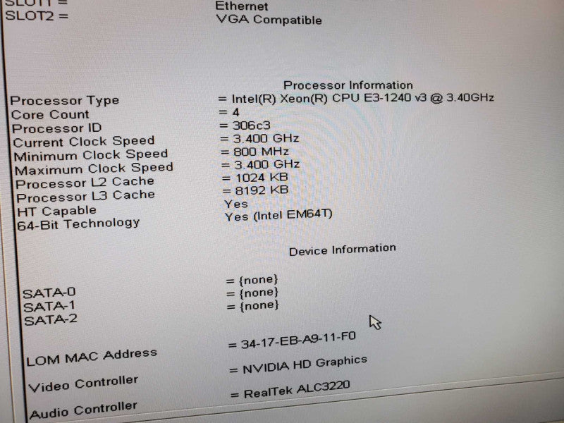 Dell Precision T1700 Xeon E3-1240 v3 @ 3.4GHz 8GB DDR3 No HDD NVS310 (