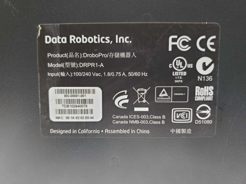 Data Robotics Drobo Pro DRPR1-A Drive Enclosure 8TB [1x 5TB, 6x 500GB] (