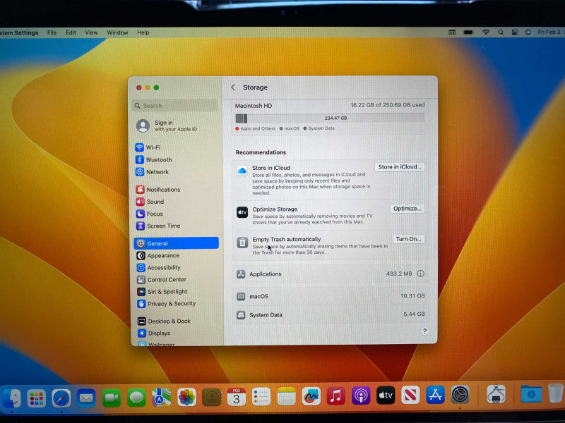 MacBook Pro 13-inch 2019 TouchBar with Intel i5 CPU 16GB RAM & 250GB Storage  -