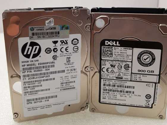 A box of Mixed sizes 900GB-1.2TB SAS 2.5\\'\\'  HDDs mixed brands - 79 PCS