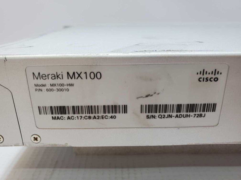 *AS-IS* Cisco Meraki MX100 MX100-HW Firewall Appliance [Claimed] (