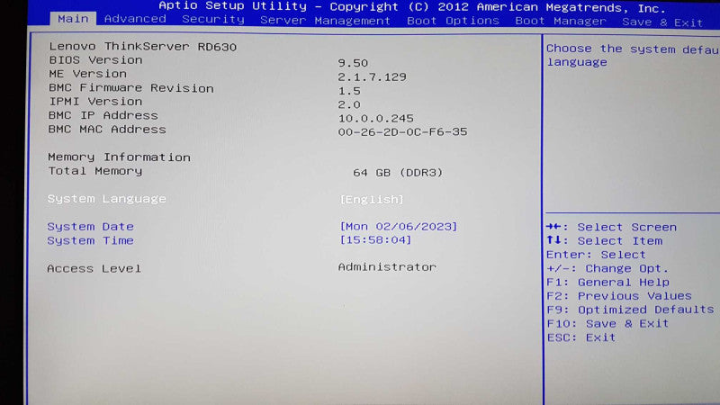 Lenovo Thinkserver RD630 2x Xeon E5-2640 @ 2.50ghz / 64gb ram / read #