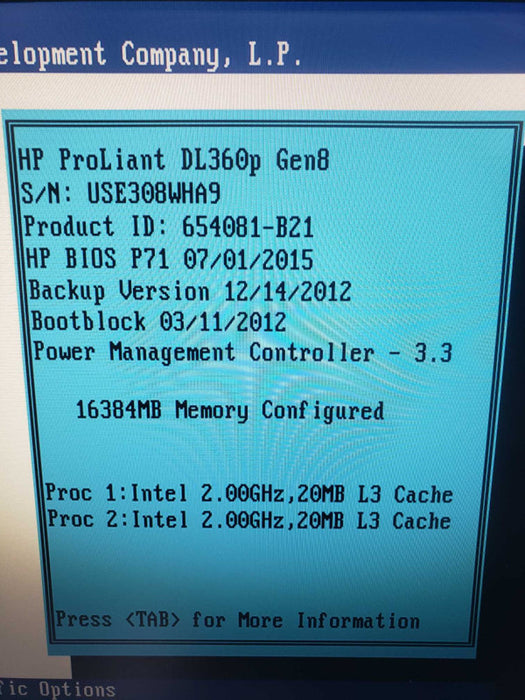 HP Proliant DL380p Gen8 2x Xeon E5-2650 @ 2.0GHz 16GB DDR3 P420i *READ*