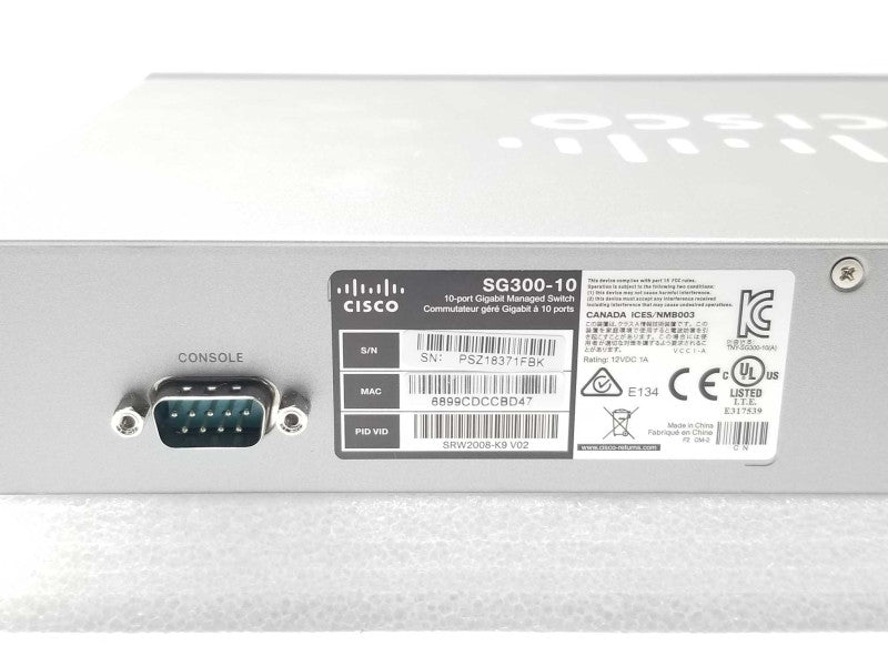 Cisco SG300-10 10-Port Gigabit Managed Switch, No Power Adapter _