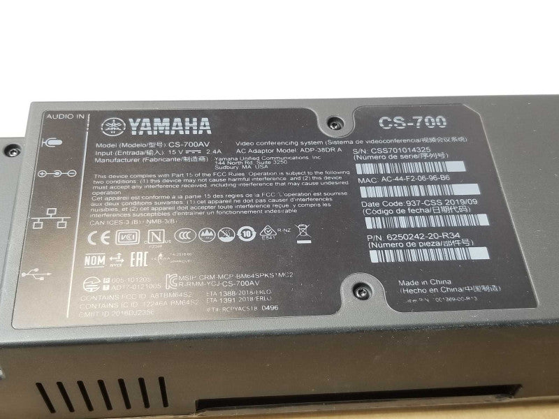 Yamaha CS-700 Video Conference System only, No accessories, Read _