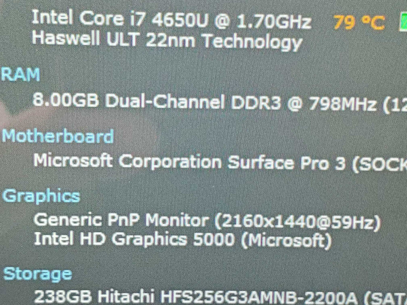 Microsoft Surface Pro 3 1631 i7-4650U 8GB RAM 256GB Storage |