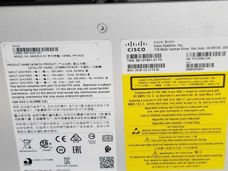 Cisco C9300L-24P-4G-E 24-Port Gig PoE+, 4X1G uplinks, Factory reset _