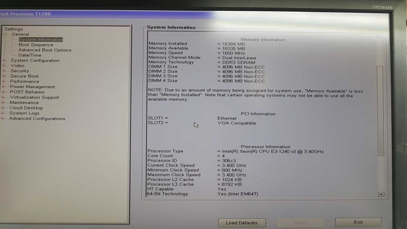 Dell Precision T1700 Xeon E3-1240 V3 @ 3.40ghz / 16gb ram / Quadro NVS 310 #