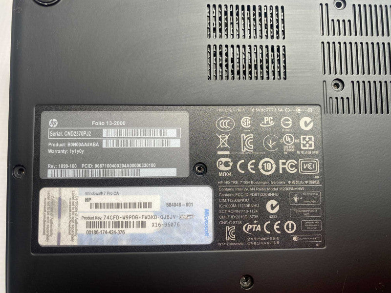 HP Folio 13 2000 with i5-2467M CPU 8GB RAM & 256GB SSD Storage  -