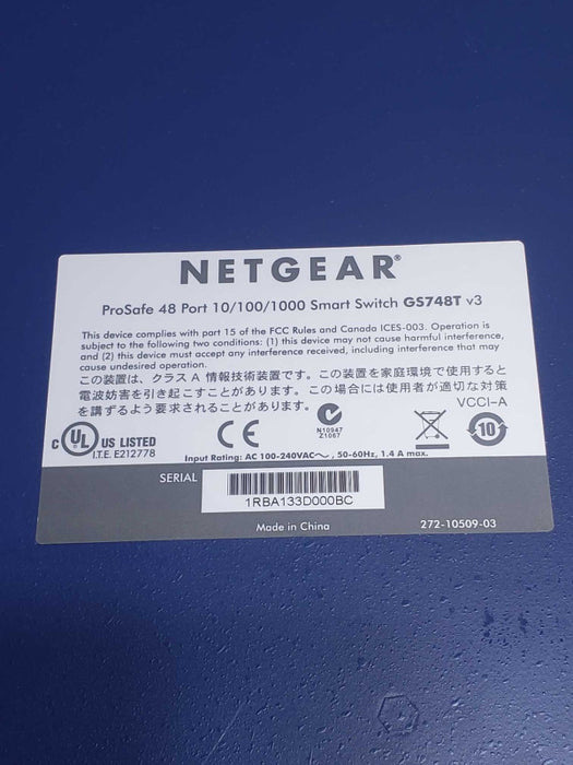 NETGEAR 48 Port Gigabit Smart Switch (GS748T V3) FACTORY RESET )