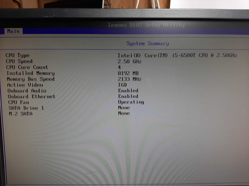 Lenovo ThinkCentre USFF Core i5-6500T @ 2.5 GHz 8GB DDR4  $