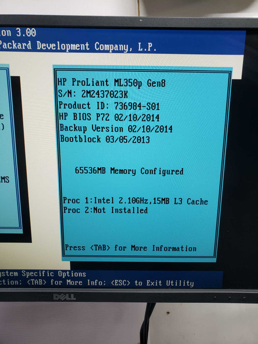 HP Proliant ML350p Gen8 Server 1x Xeon E5-2650 v2 @ 2.10GHz 66 GB RAM P420i )