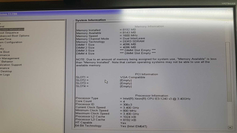 Dell Precision T1700 Xeon E3-1240 V3 @ 3.40ghz / 8gb ram / quadro NVS 295 #
