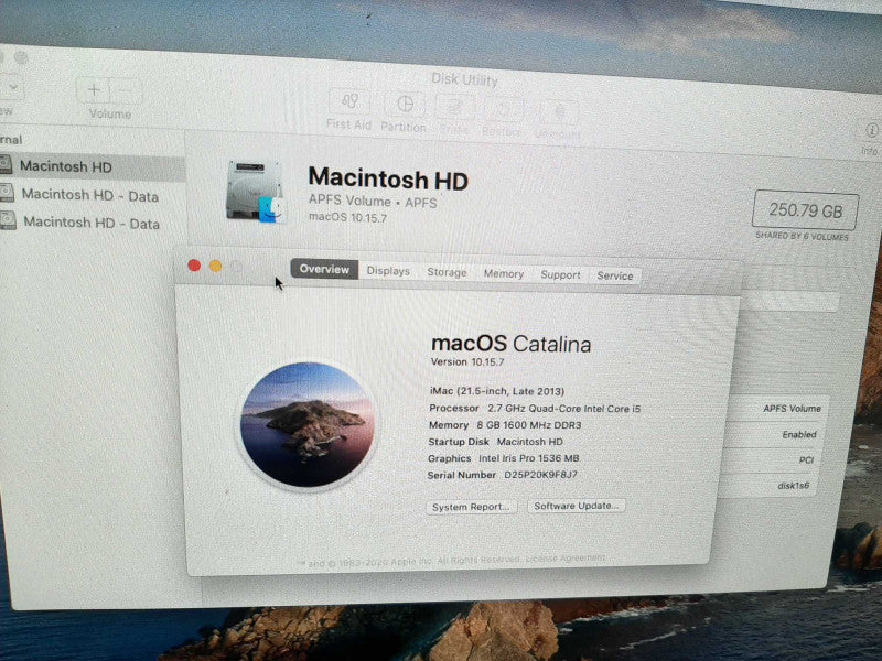 iMac 21.5\\" - L.2013 A1418 i5-4570R 2.7GHz/8GB Intel Iris Pro 750GB HDD $