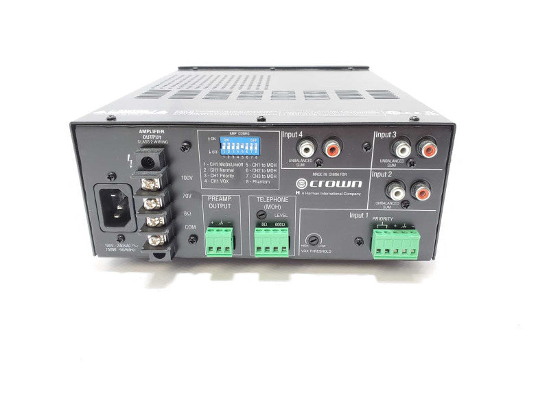 Crown Commercial/Restaurant 160MA 4 Input 60 Watt 70Volt/8 Ohm Mixer Amplifier +