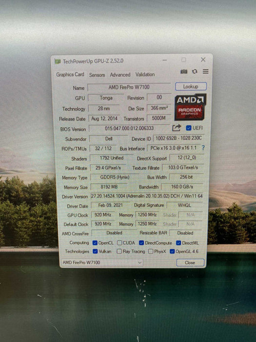 AMD FirePro W7100 8GB Graphics card with adaptor  -