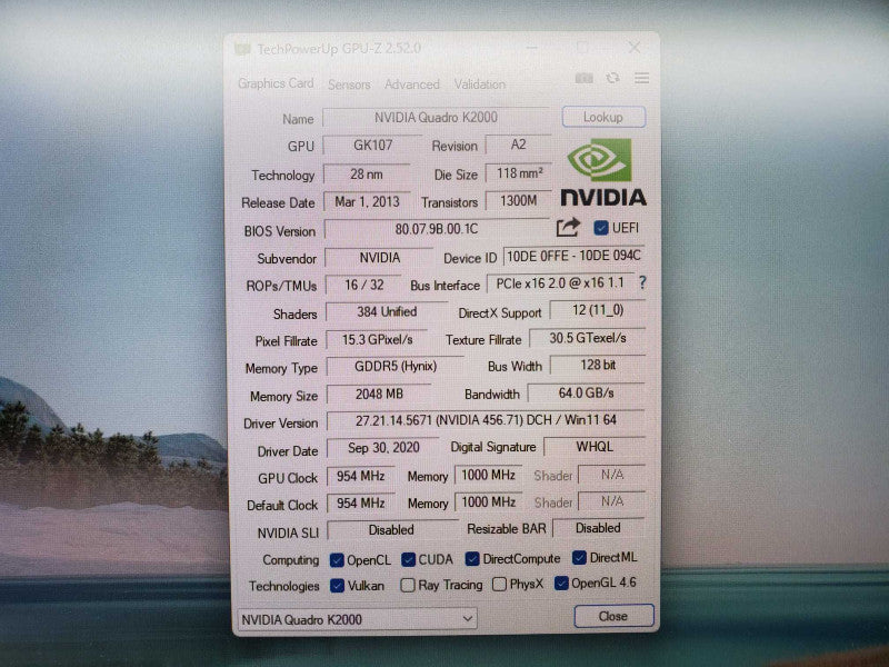 NVIDIA Quadro K2000 2GB GDDR5 Video Graphics Card