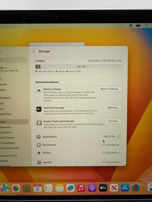 MacBook Air Retina 2020 13-inch with Intel i5 CPU 16GB RAM & 250GB Storage  -