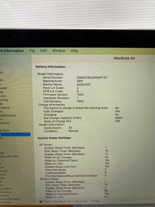 MacBook Air Retina 2020 13-inch with Intel i5 CPU 16GB RAM & 250GB Storage  -