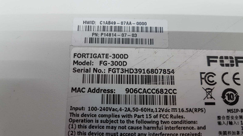 Fortinet Fg-300d FORTIGATE 300d Network Security Firewall Appliance #