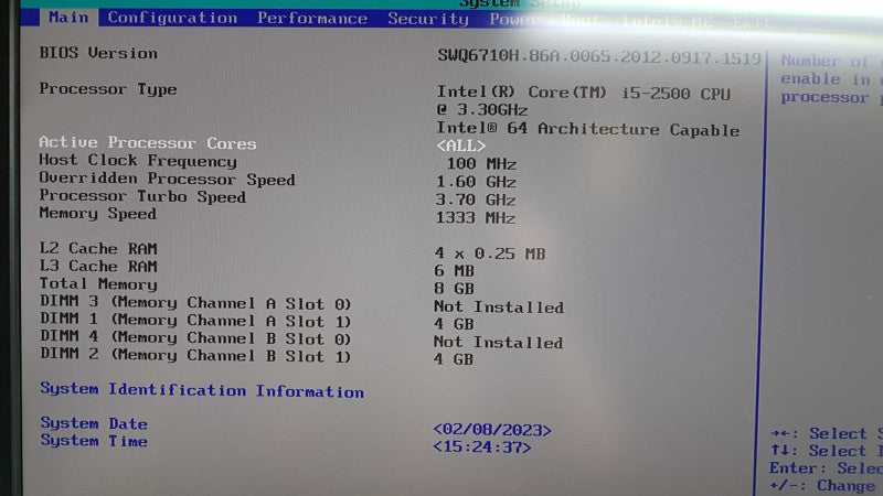 Unknown model optiplex i5-2500 @ 3.30ghz / 8gb ram / read #