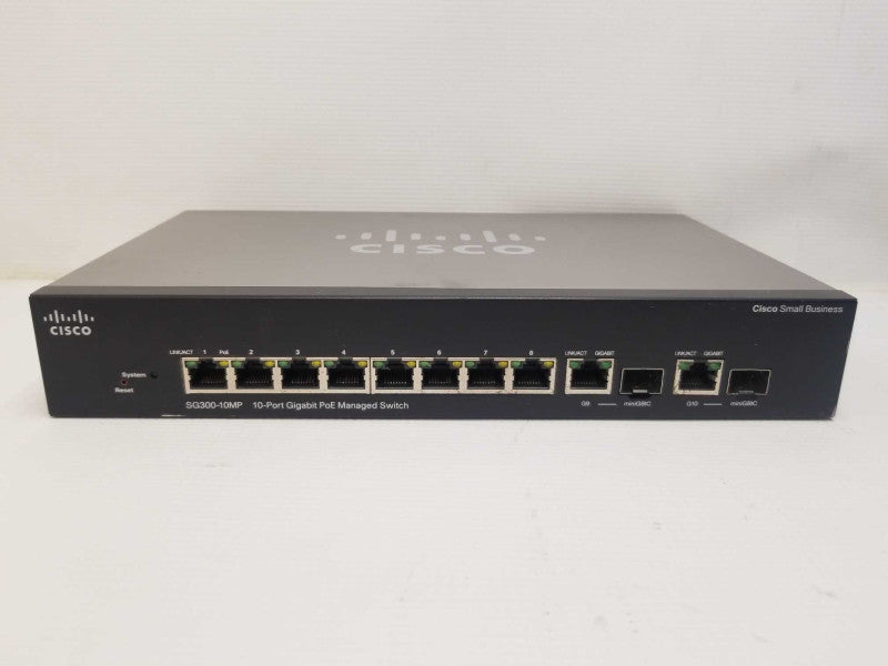 Cisco SG300-10MP 10 Port Gigabyte POE Managed Switch ~